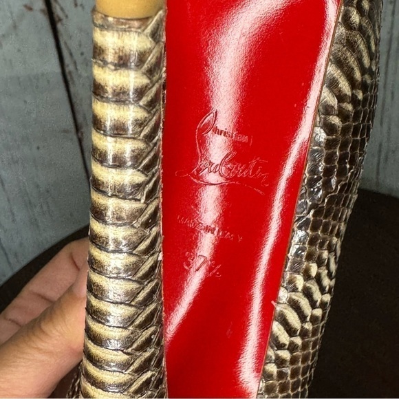 CHRISTIAN LOUBOUTIN Daffodile SnakeSkin Ayer’s women’s platform high heels 37.5 - Picture 10 of 16